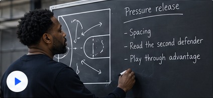 Hear the sample Chalkboard response: a coach drawing a pressure release play on a chalkboard